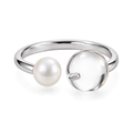 ELARA Pearl and Clear Quartz Open Ring