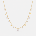 ASTERIA Pearl Star and Moon Necklace