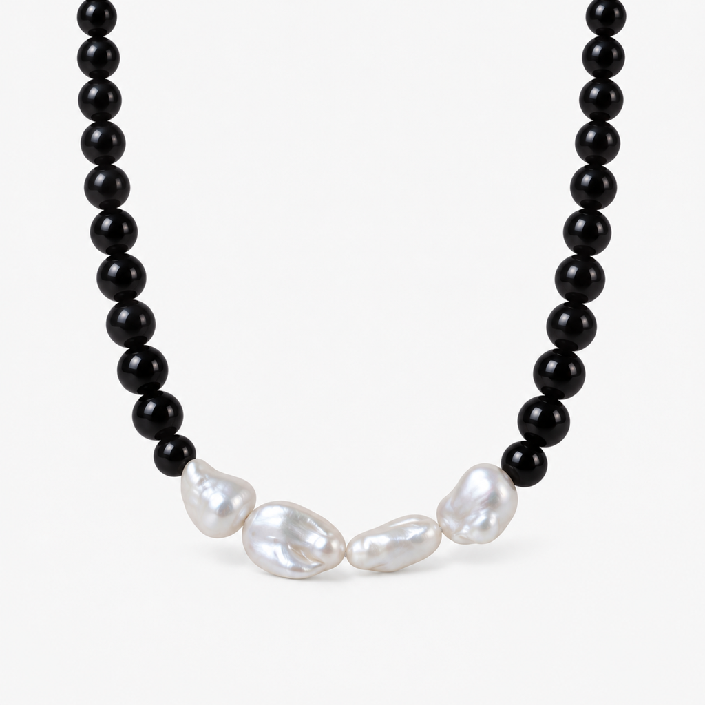 ISOLDE Baroque Pearl and Black Onyx Necklace