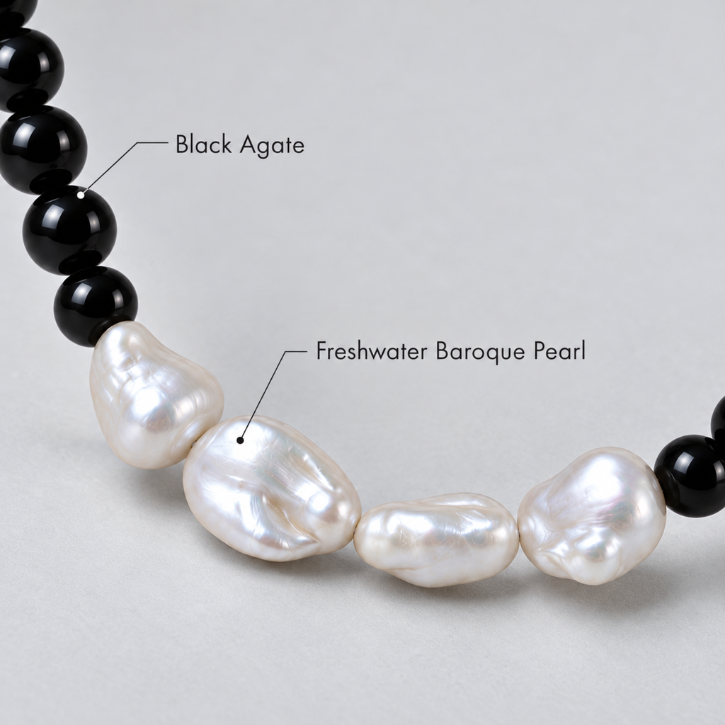 ISOLDE Baroque Pearl and Black Onyx Necklace