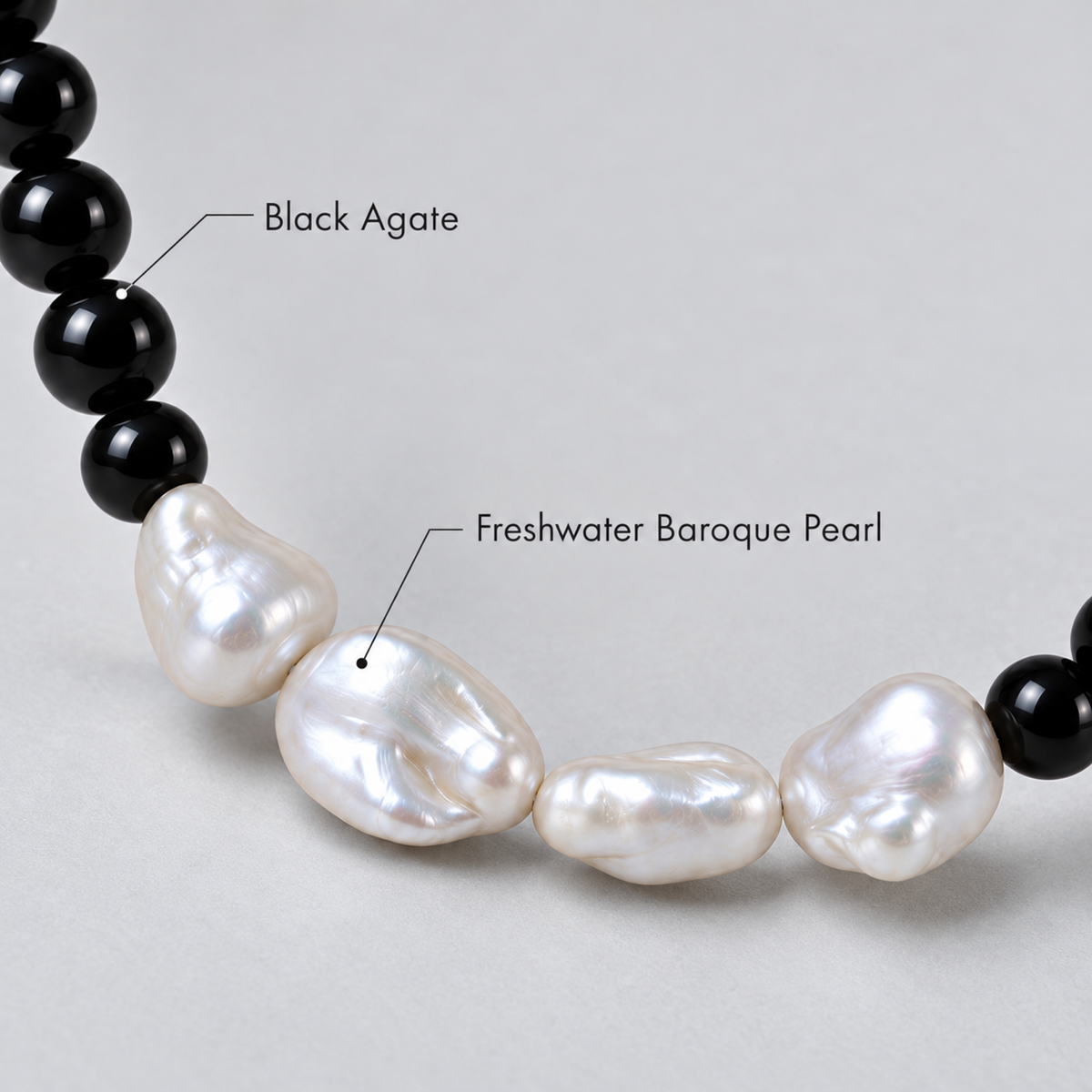 ISOLDE Baroque Pearl and Black Onyx Necklace