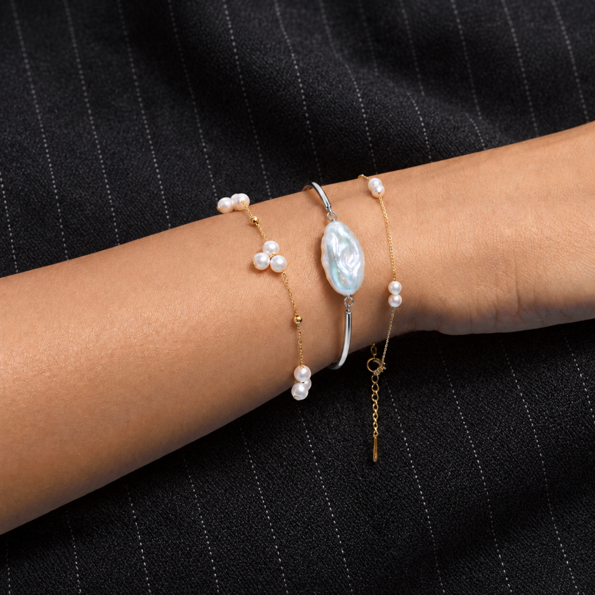 MAREN Baroque Pearl Bangle Bracelet
