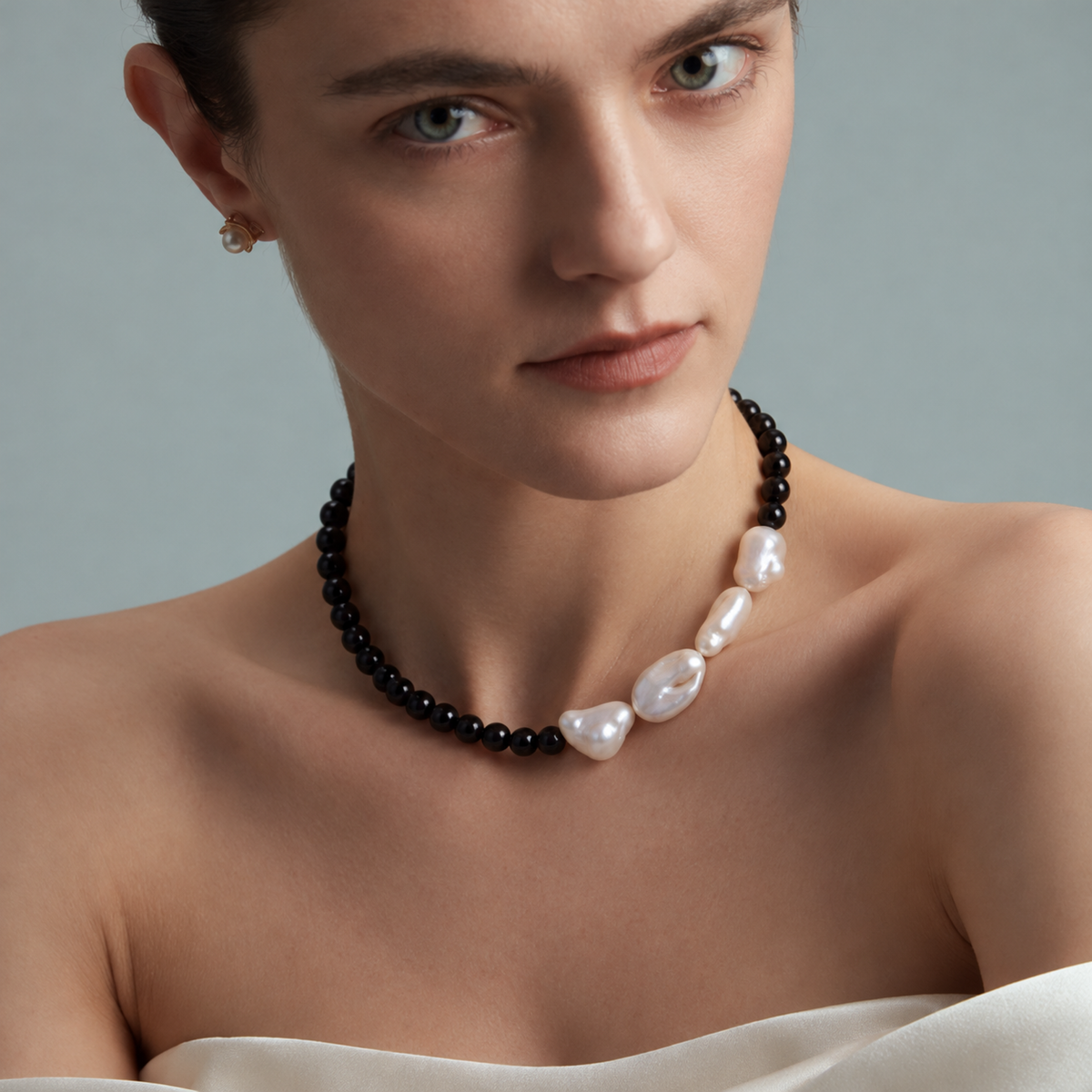 ISOLDE Baroque Pearl and Black Onyx Necklace