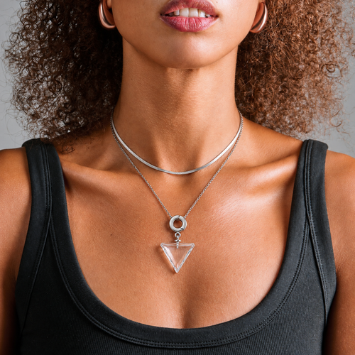 ALTAIR Inverted Triangle Crystal Pendant Necklace