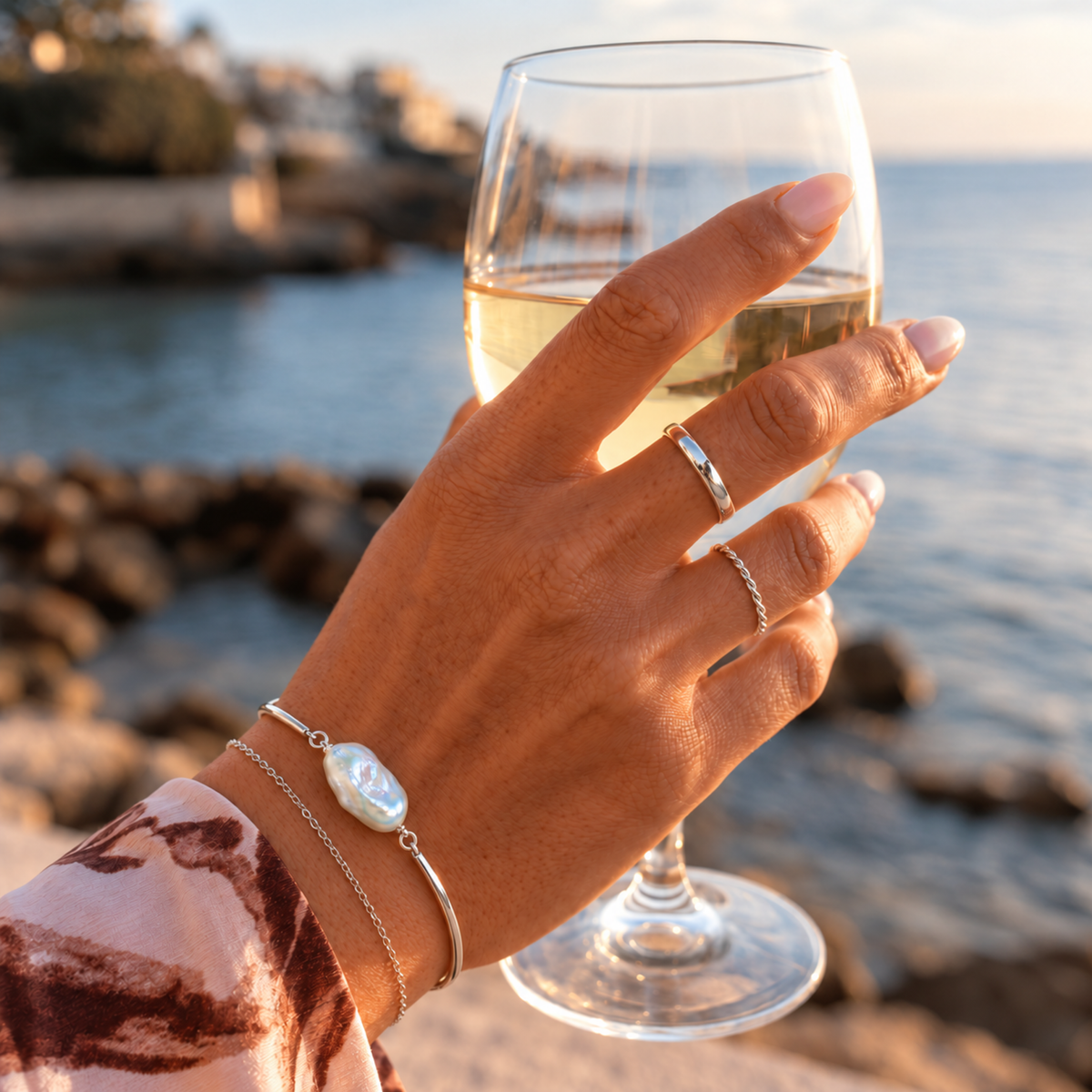 MAREN Baroque Pearl Bangle Bracelet