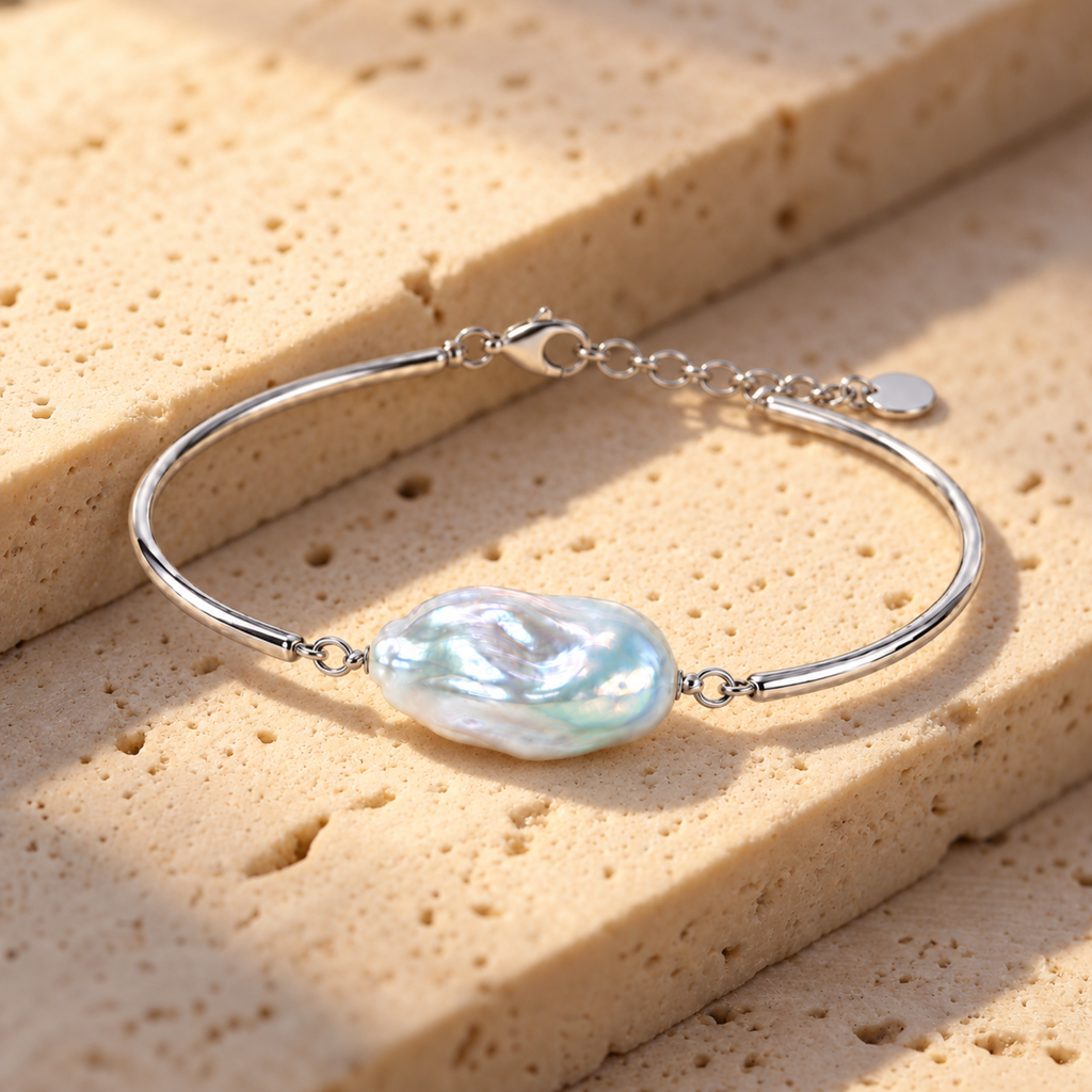 MAREN Baroque Pearl Bangle Bracelet