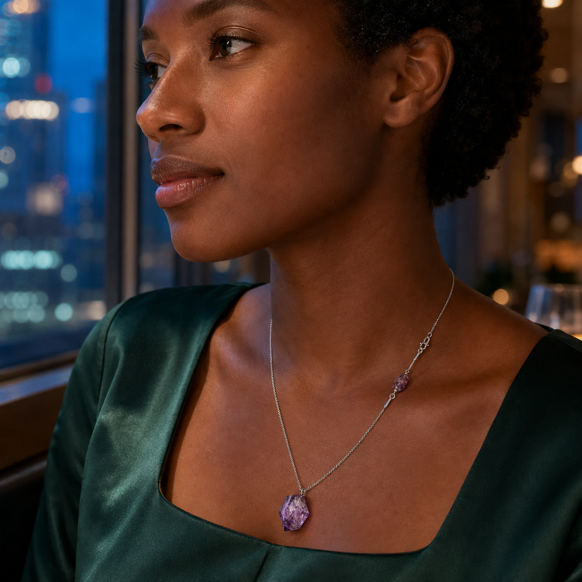 Asymmetric Two-Pendant Necklace
