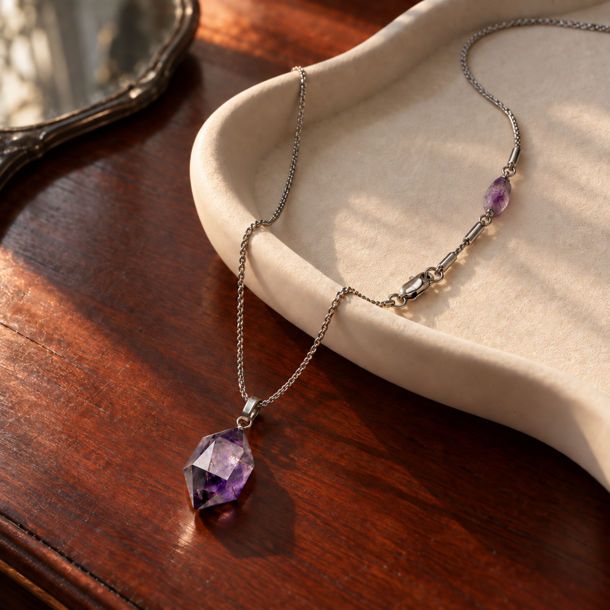 Asymmetric Two-Pendant Necklace