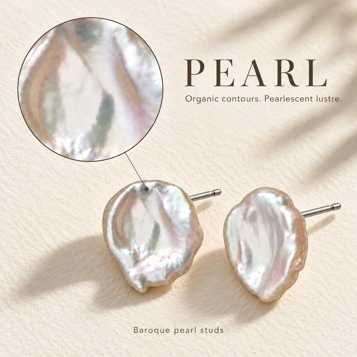 SELENE Baroque Pearl Stud Earrings