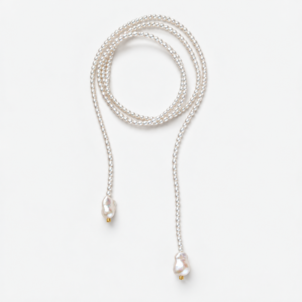 NAIA Baroque Pearl Lariat Necklace