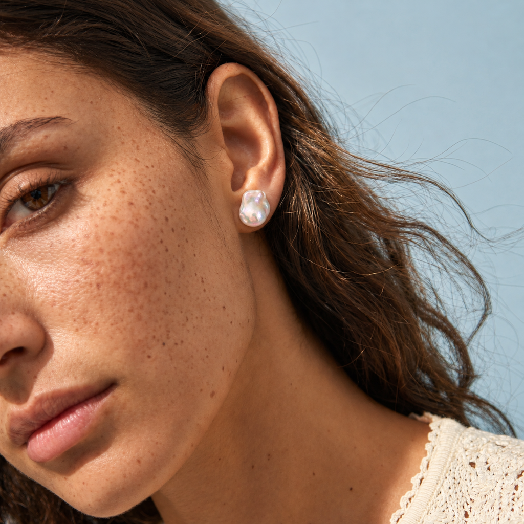 AURORA Baroque Pearl Stud Earrings