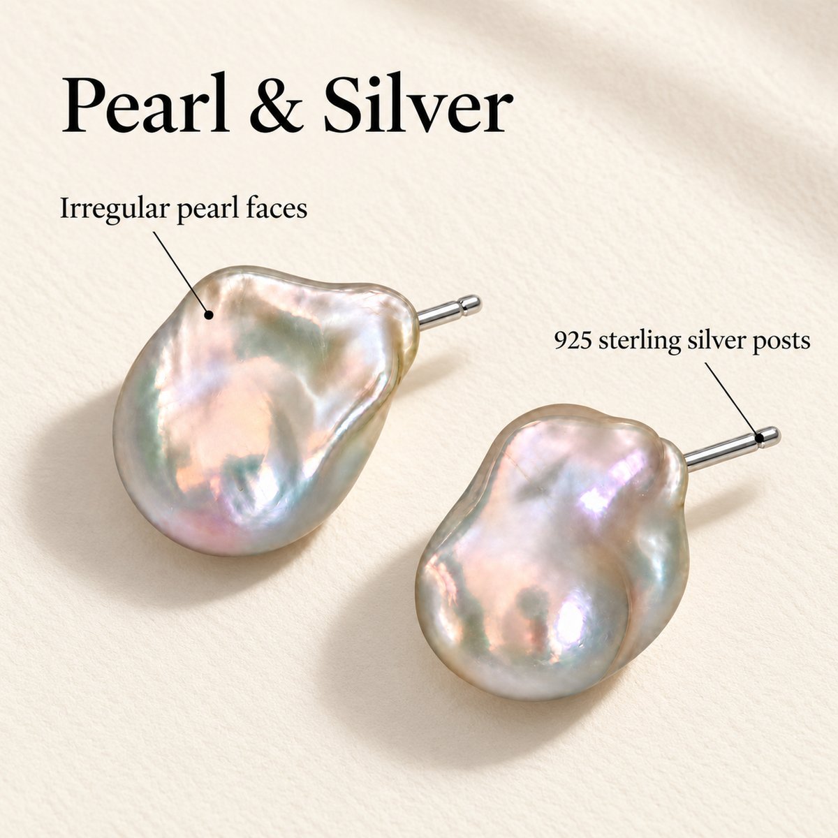 AURORA Baroque Pearl Stud Earrings