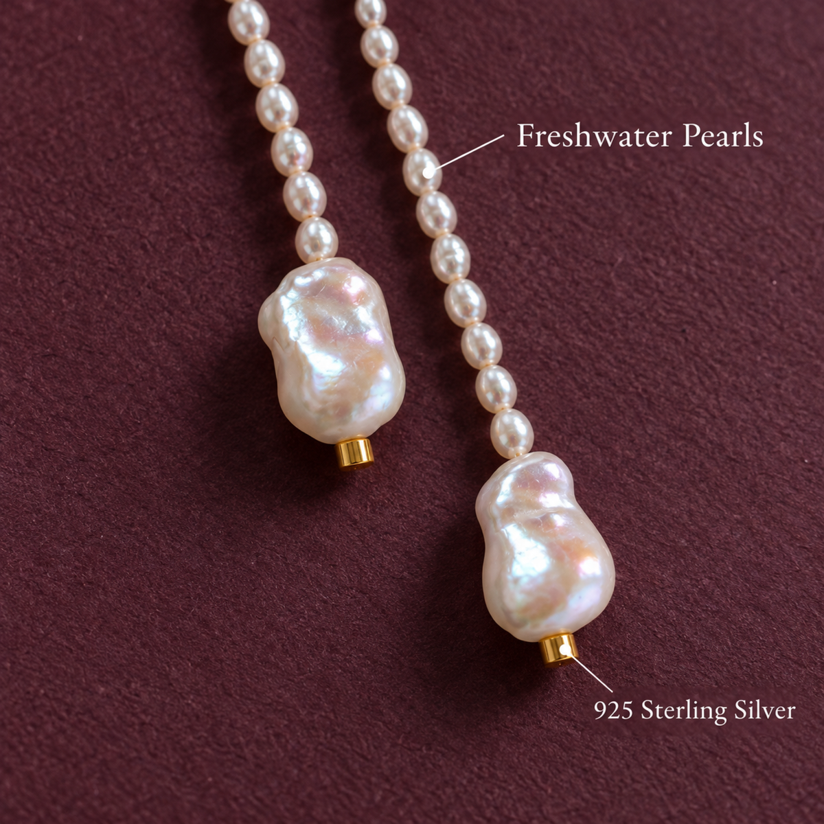 NAIA Baroque Pearl Lariat Necklace