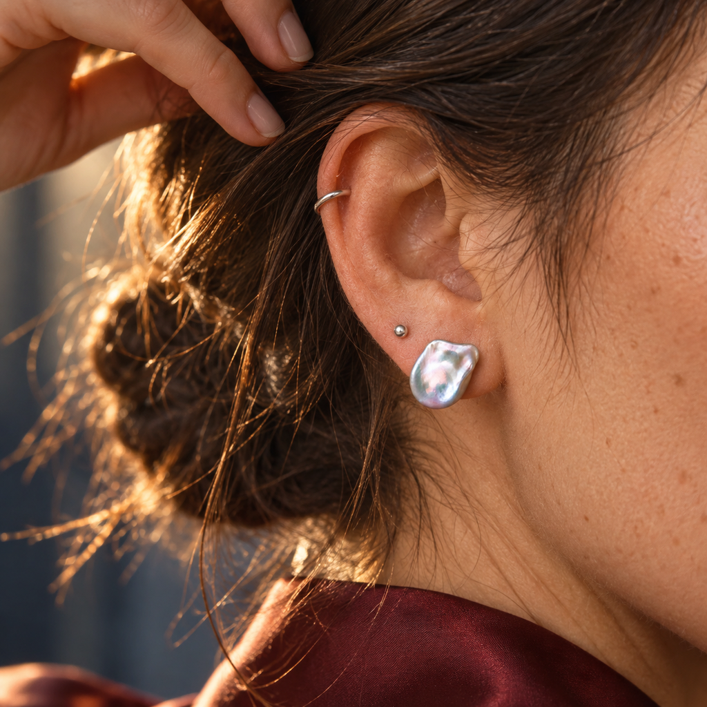 AURORA Baroque Pearl Stud Earrings
