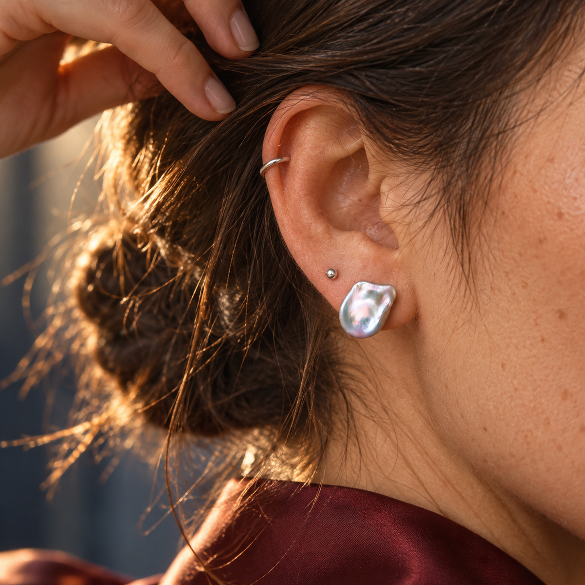 AURORA Baroque Pearl Stud Earrings