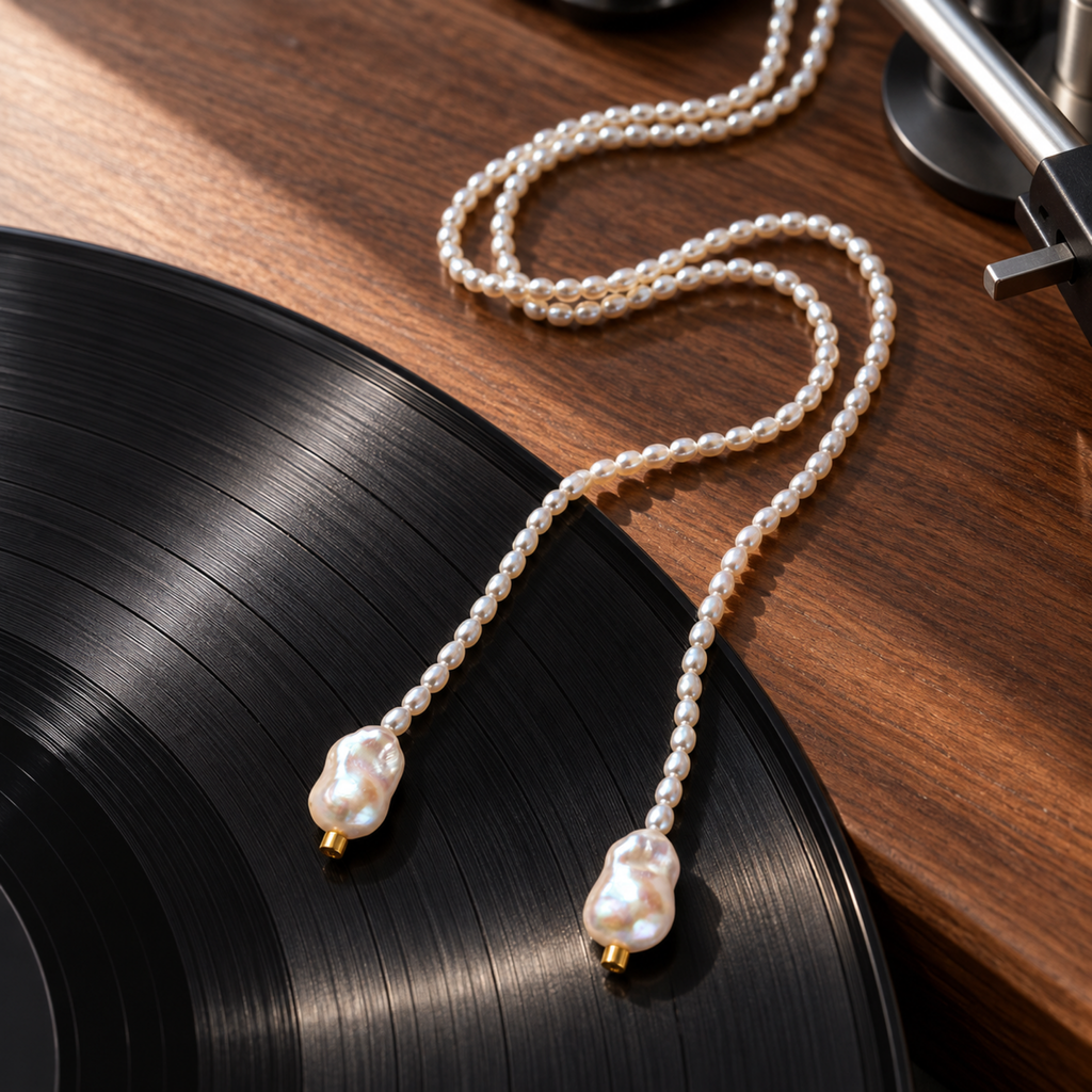 NAIA Baroque Pearl Lariat Necklace