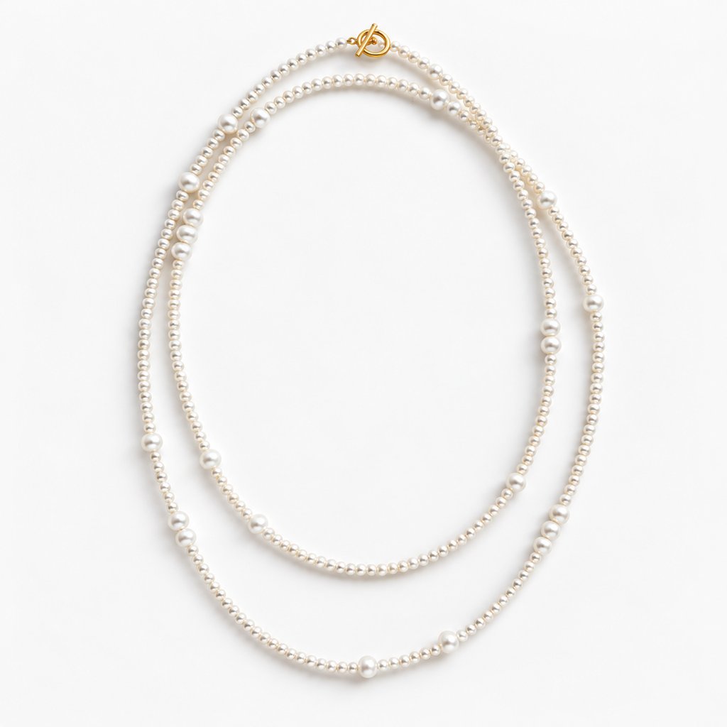 CORA Long Pearl Toggle Necklace