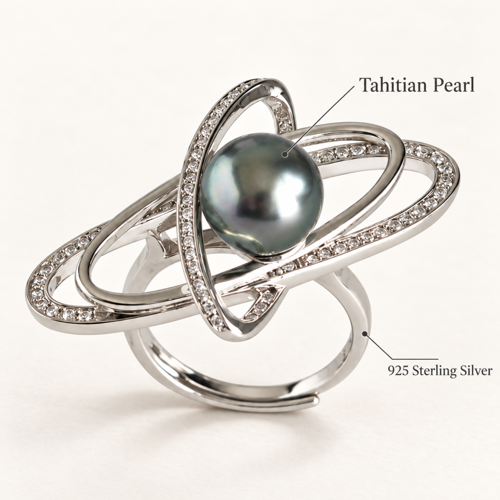 CALLISTO Tahitian Pearl Orbit Ring