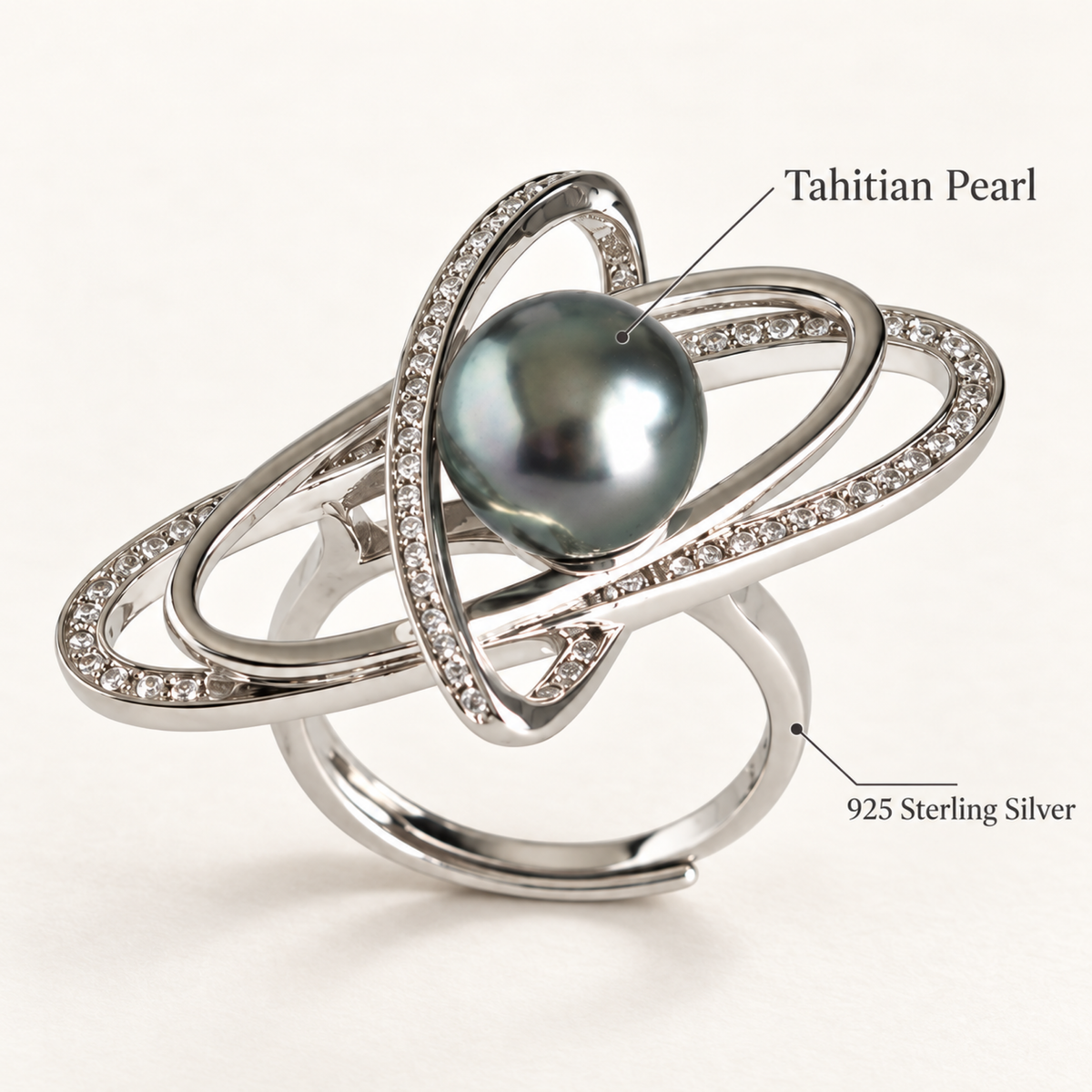 CALLISTO Tahitian Pearl Orbit Ring