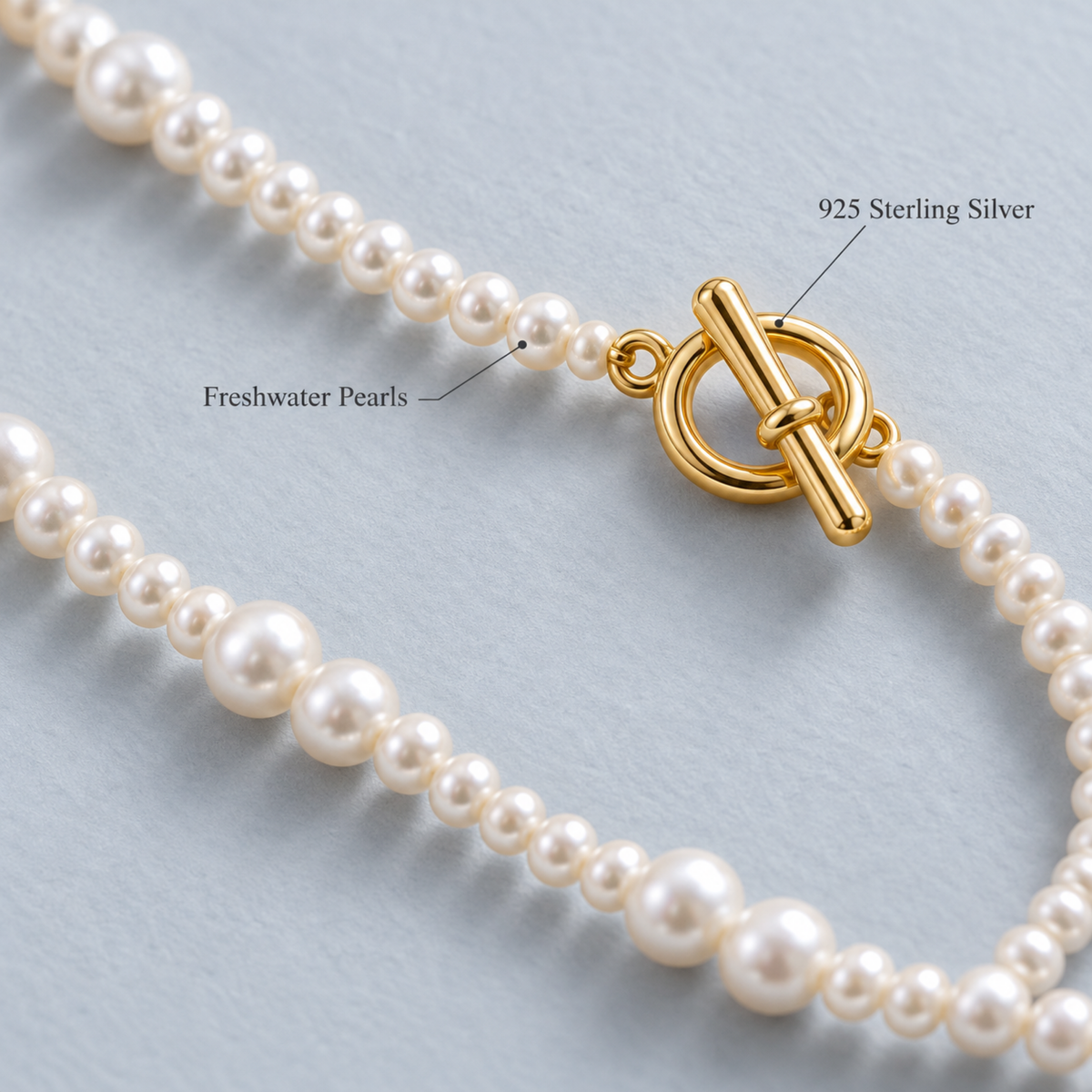 CORA Long Pearl Toggle Necklace