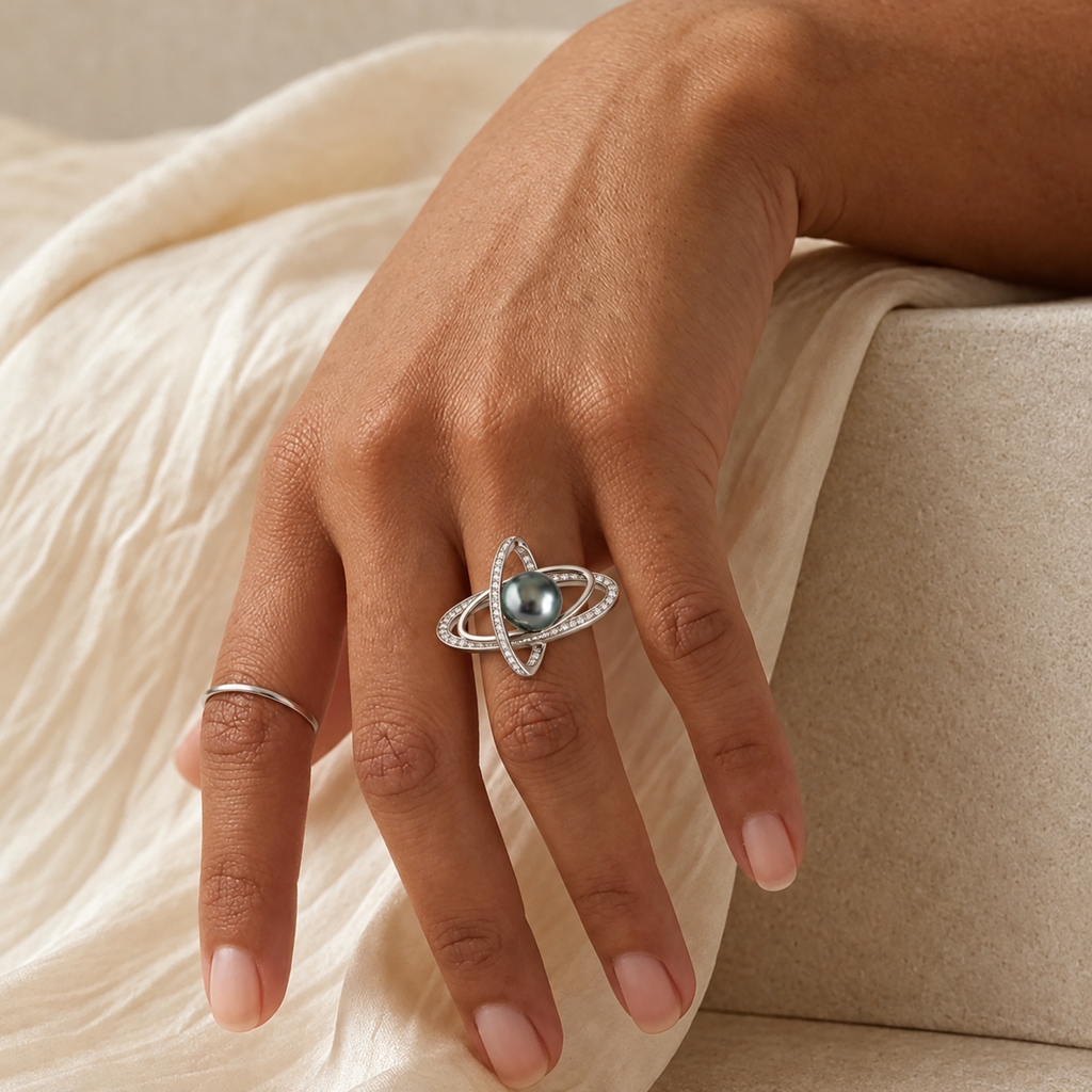 CALLISTO Tahitian Pearl Orbit Ring