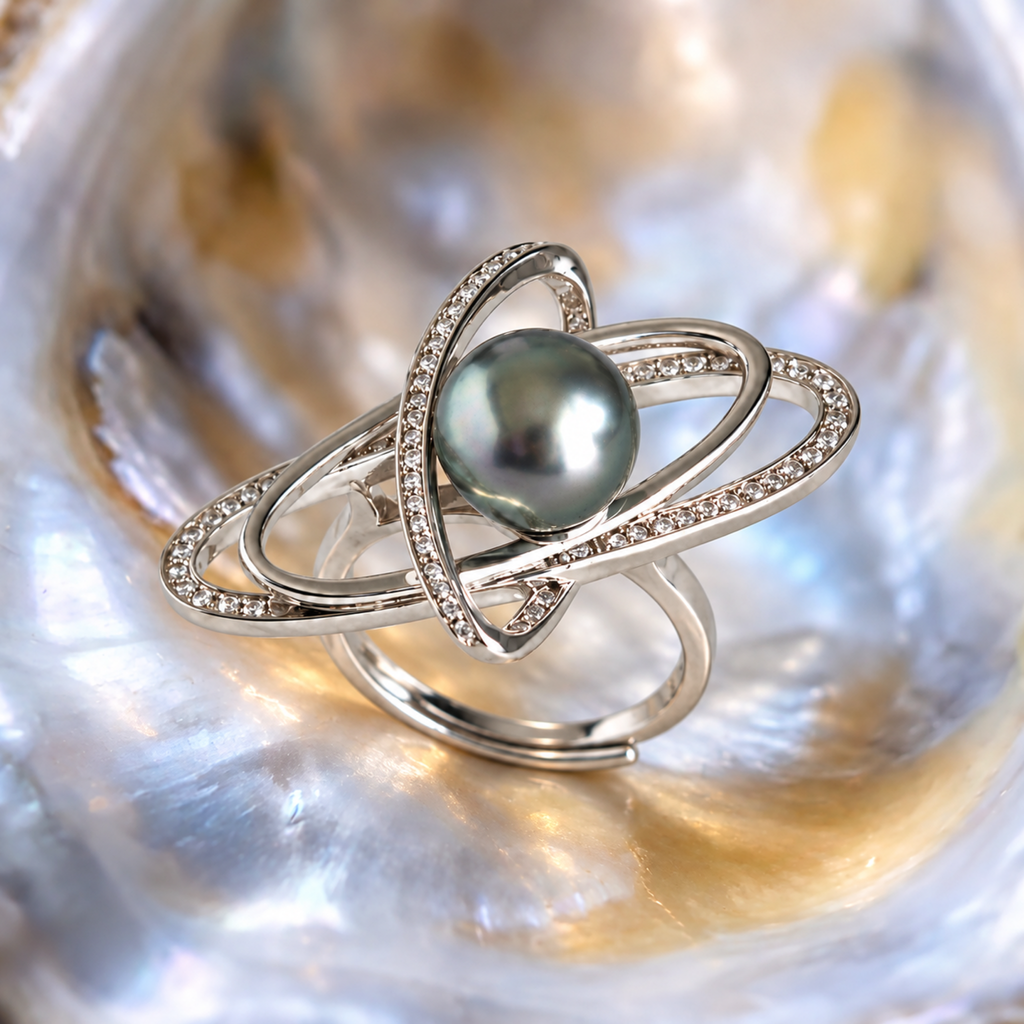 CALLISTO Tahitian Pearl Orbit Ring