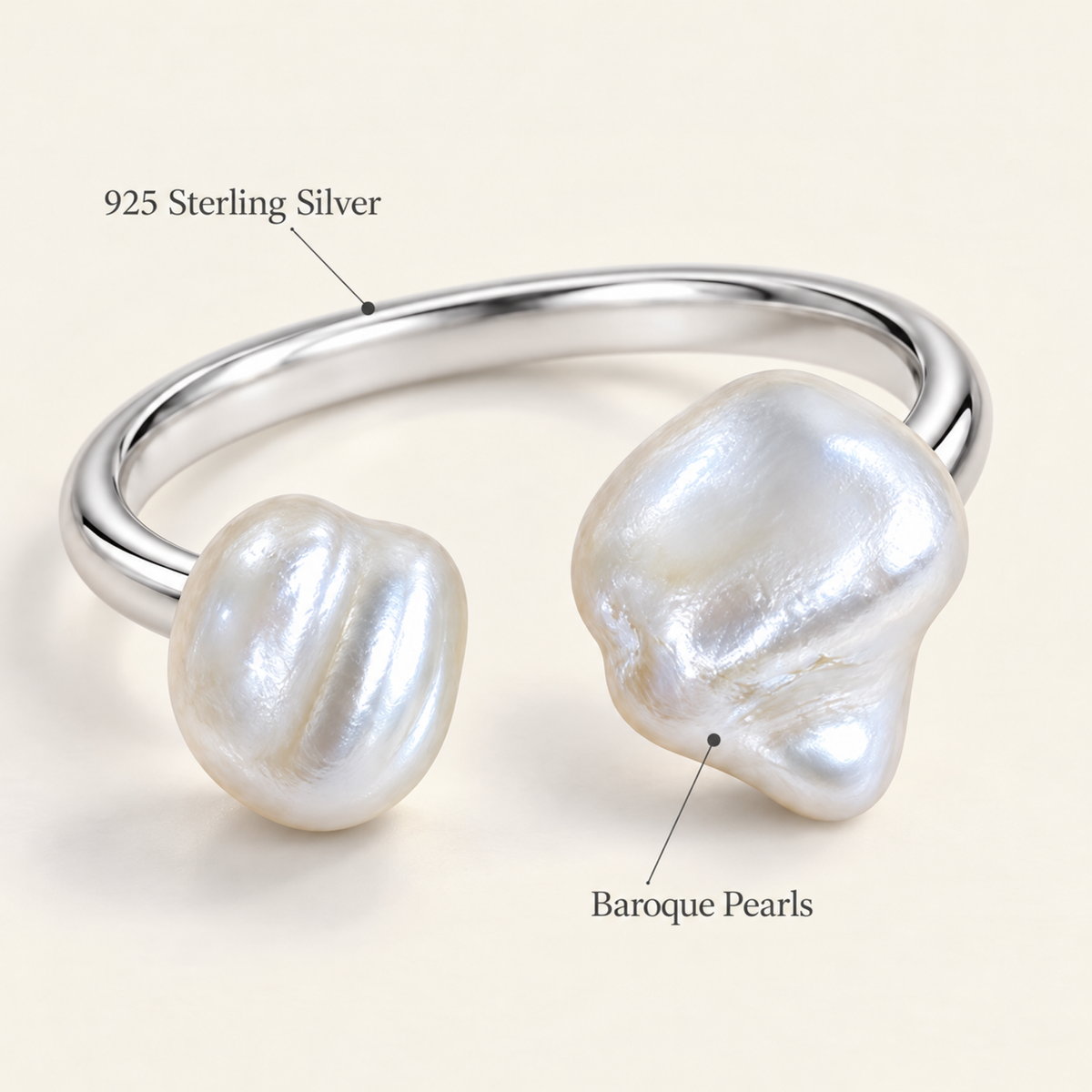 GEMINI Baroque Pearl Open Ring