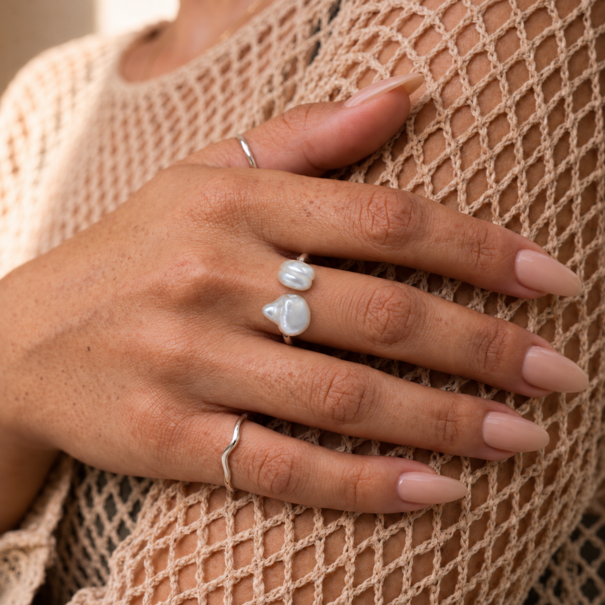 GEMINI Baroque Pearl Open Ring
