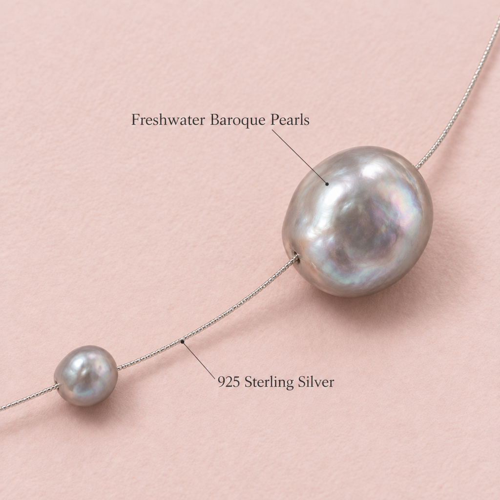SOLENE Keshi Pearl Necklace and Bracelet Set
