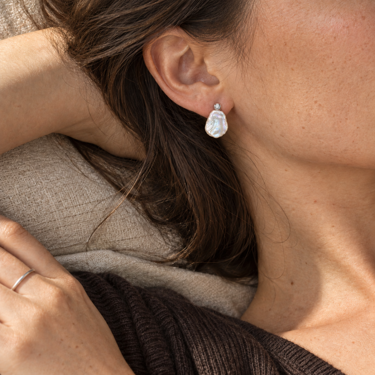 CAPELLA Baroque Pearl Stud Earrings