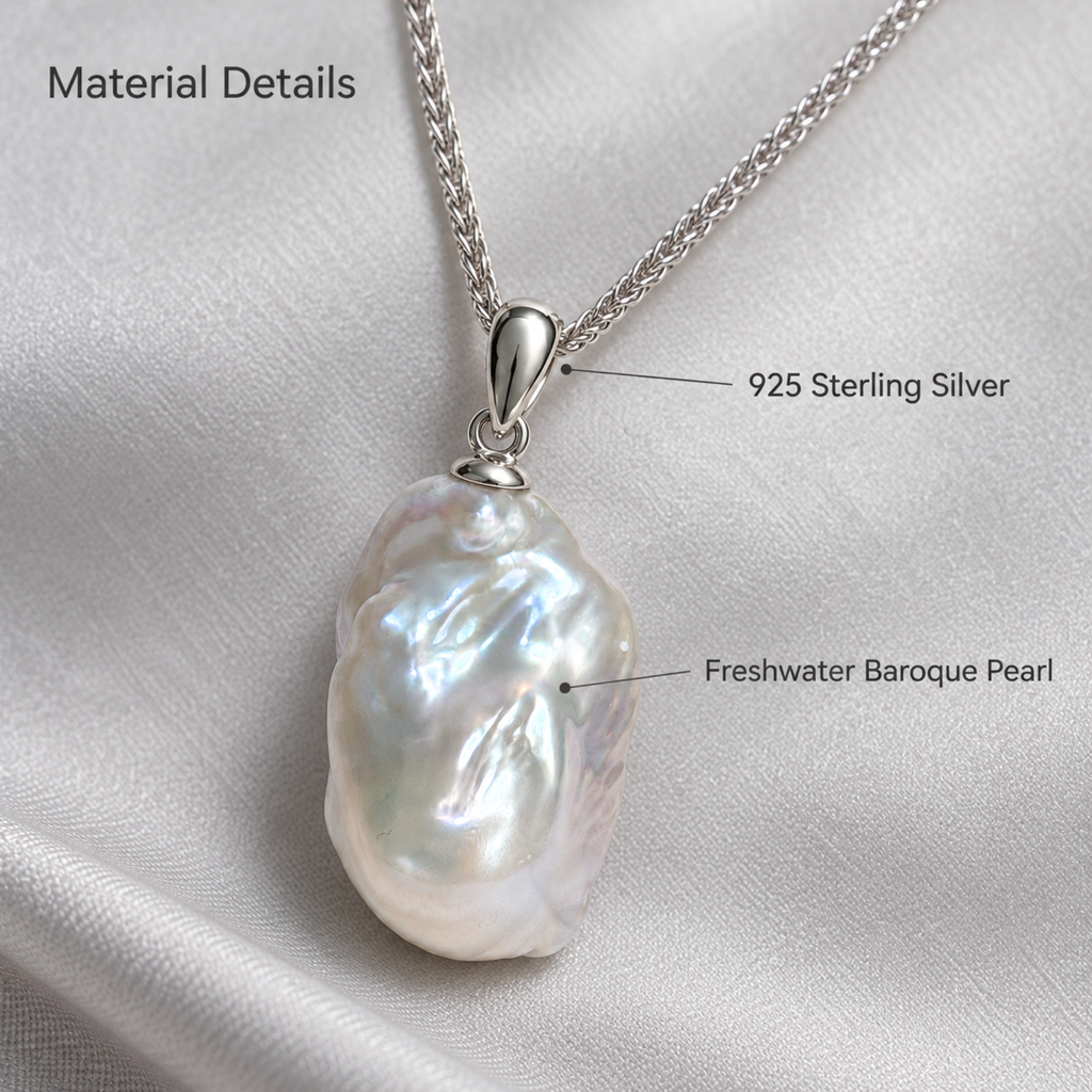 IRIS White Baroque Pearl Pendant (Chain Not Included)