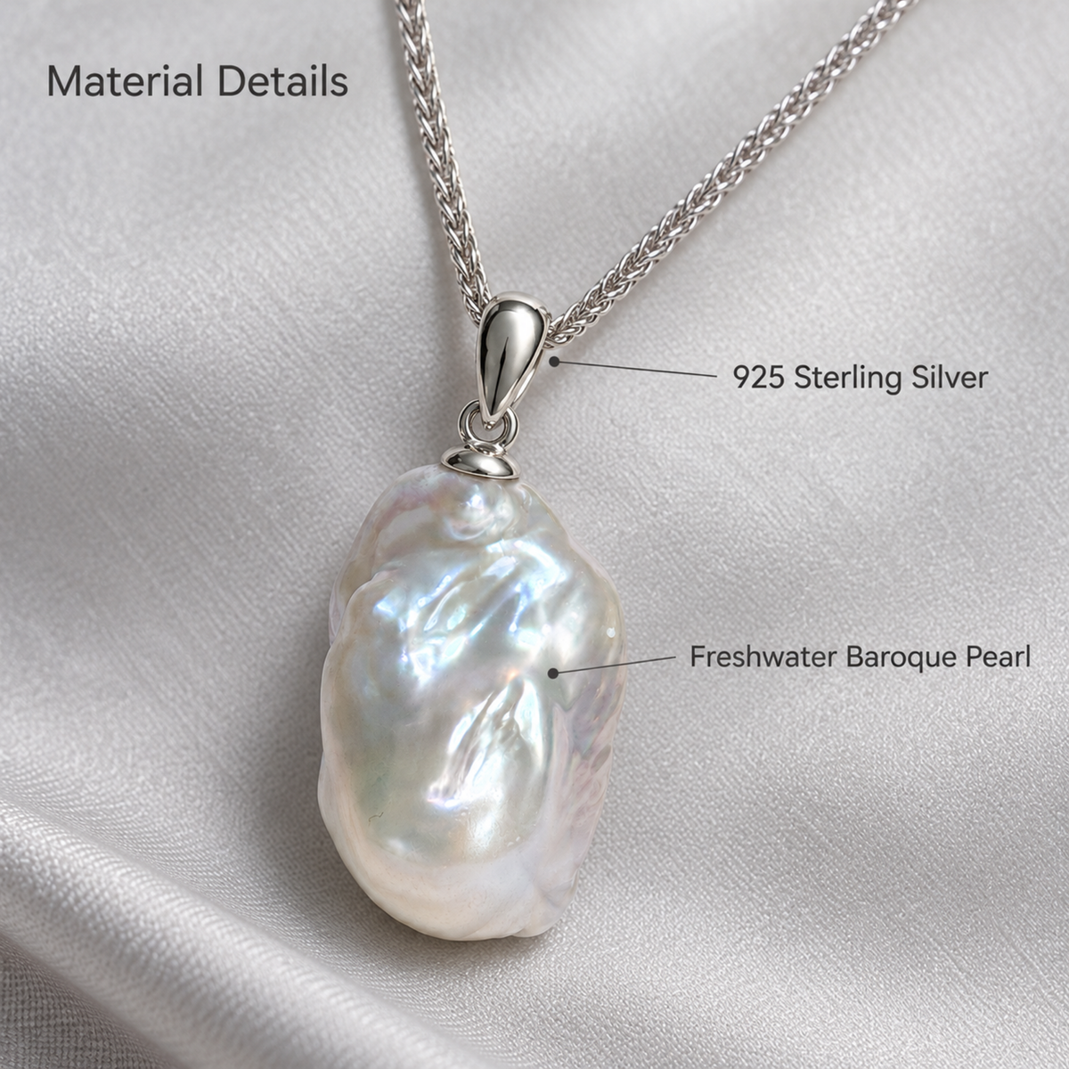 IRIS White Baroque Pearl Pendant (Chain Not Included)