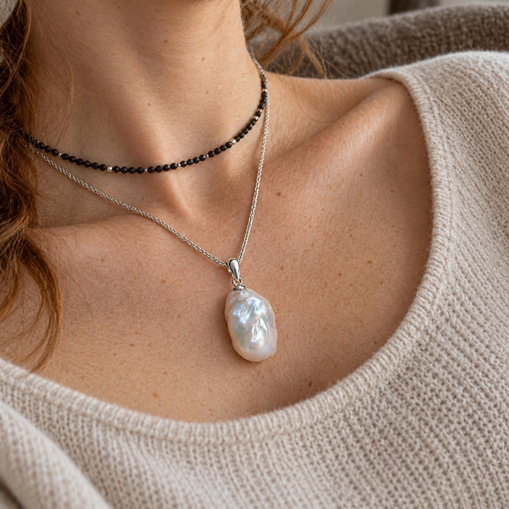 IRIS White Baroque Pearl Pendant (Chain Not Included)