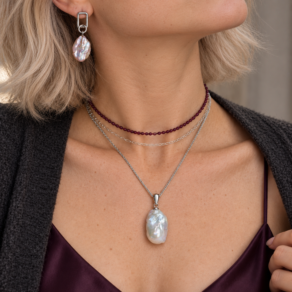 IRIS White Baroque Pearl Pendant (Chain Not Included)