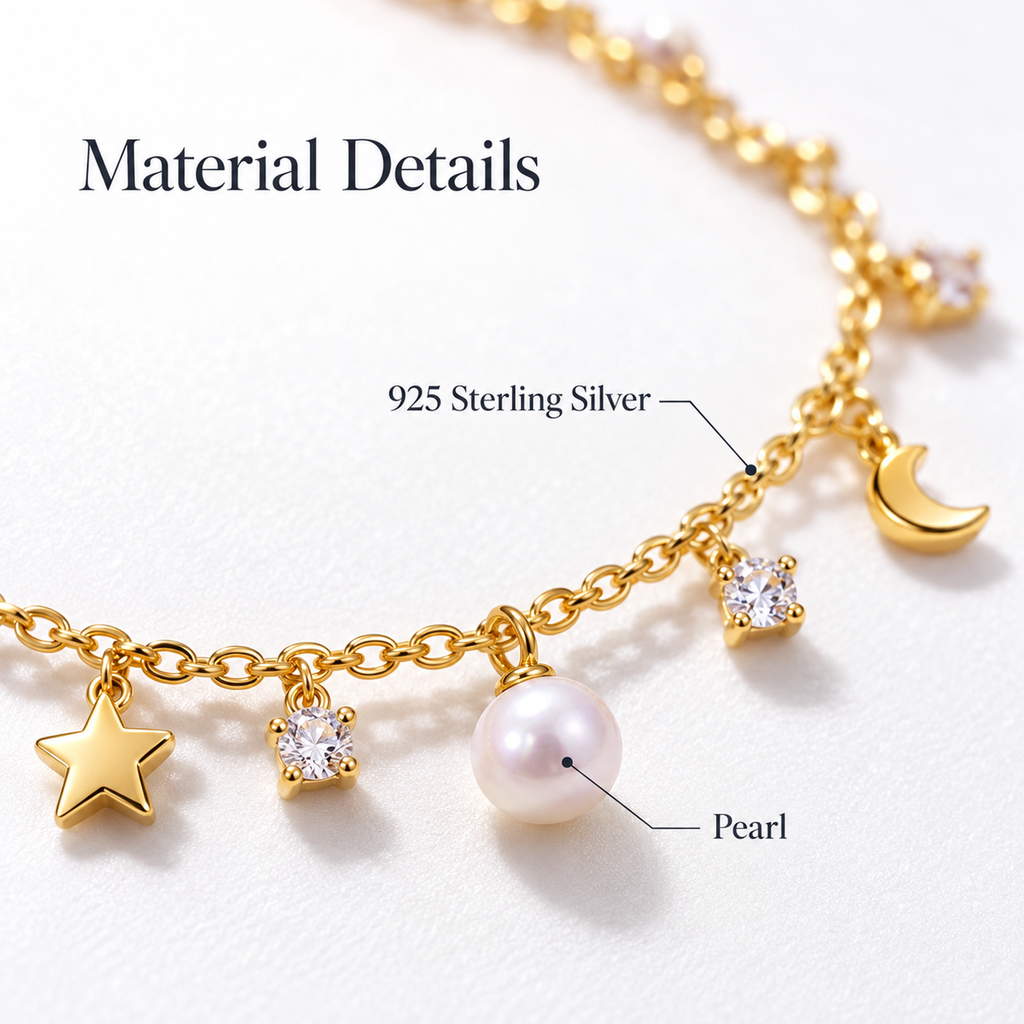 ASTERIA Pearl Star and Moon Necklace