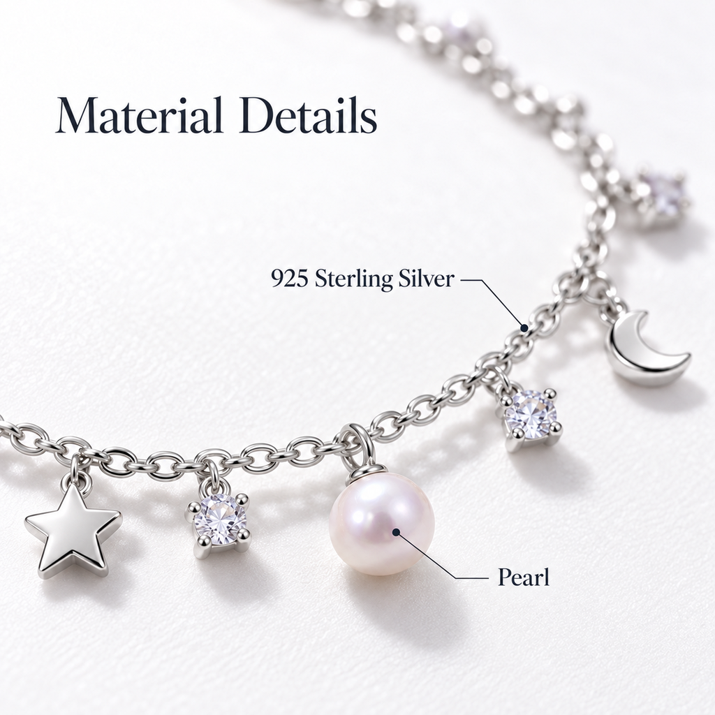 ASTERIA Pearl Star and Moon Necklace