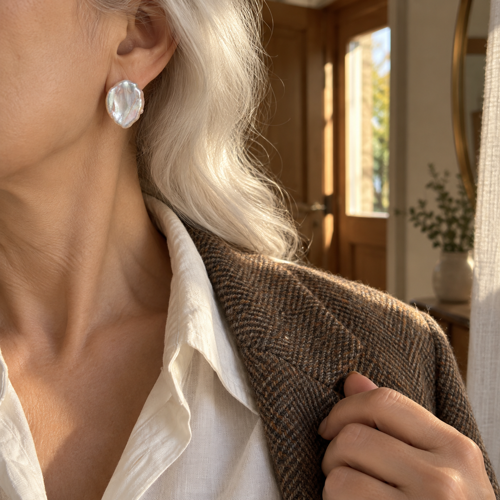 SELENE Baroque Pearl Stud Earrings