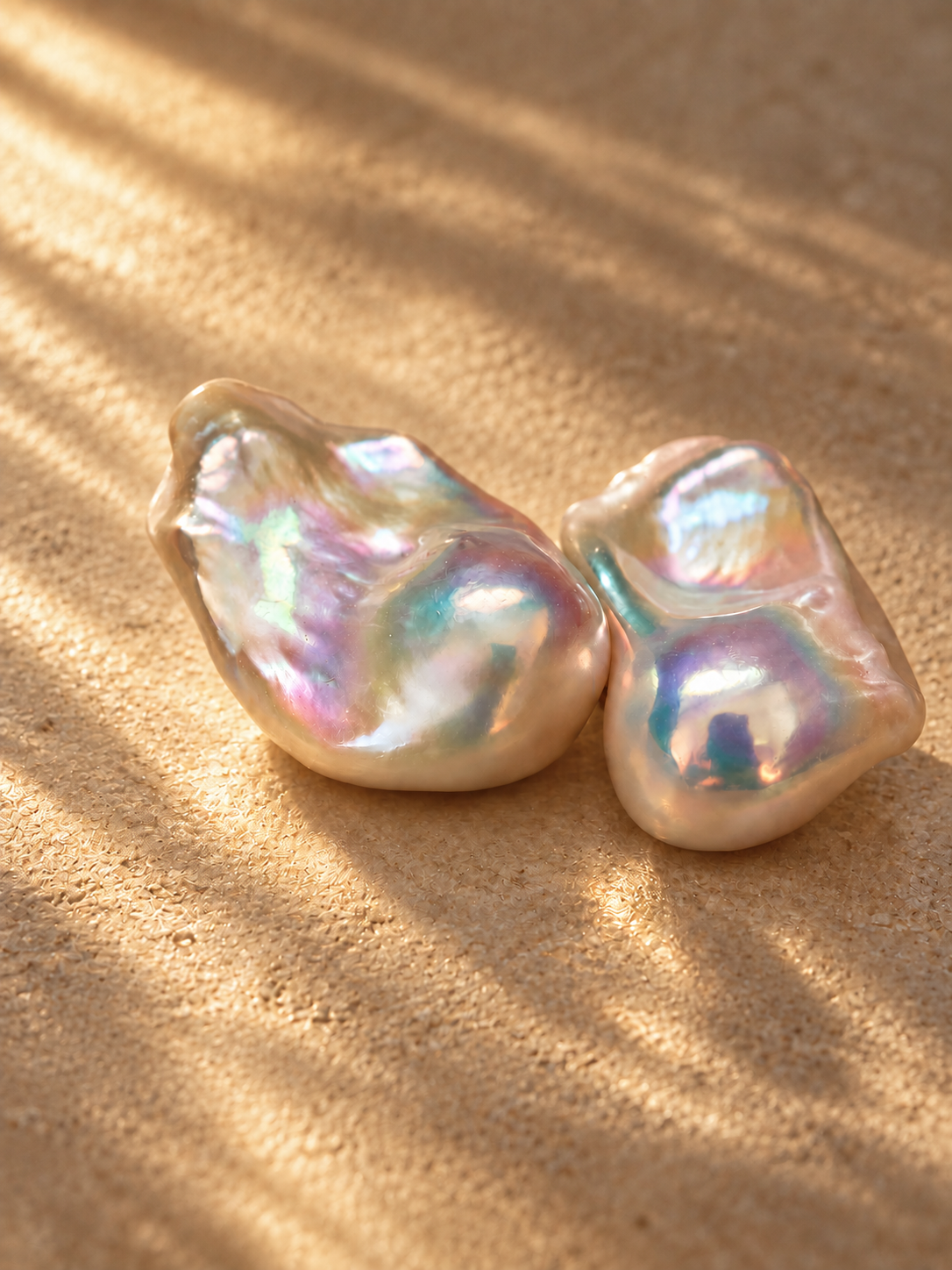 Concept close-up of iridescent baroque pearl forms